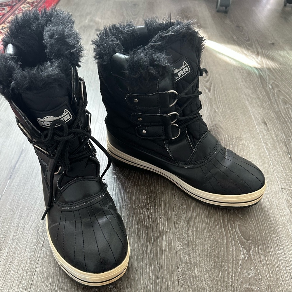 Black Winter Boots with Fur Lining - Picture 3 of 8